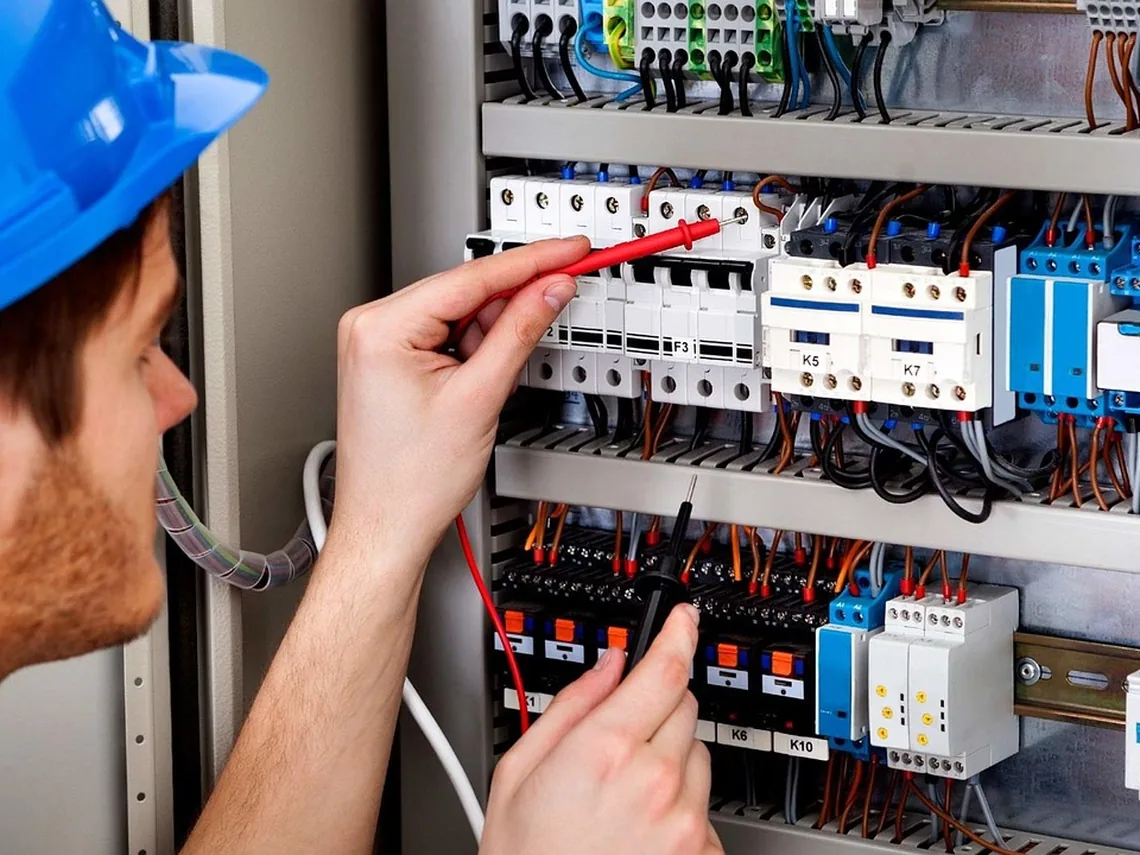 Professionele elektricien aan het werk